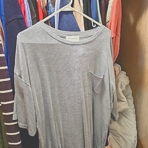 Treasure Bond large blue striped pocket tee